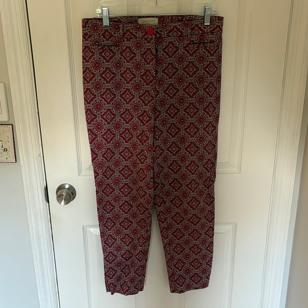 Talbots Red Patterned Ankle Pants